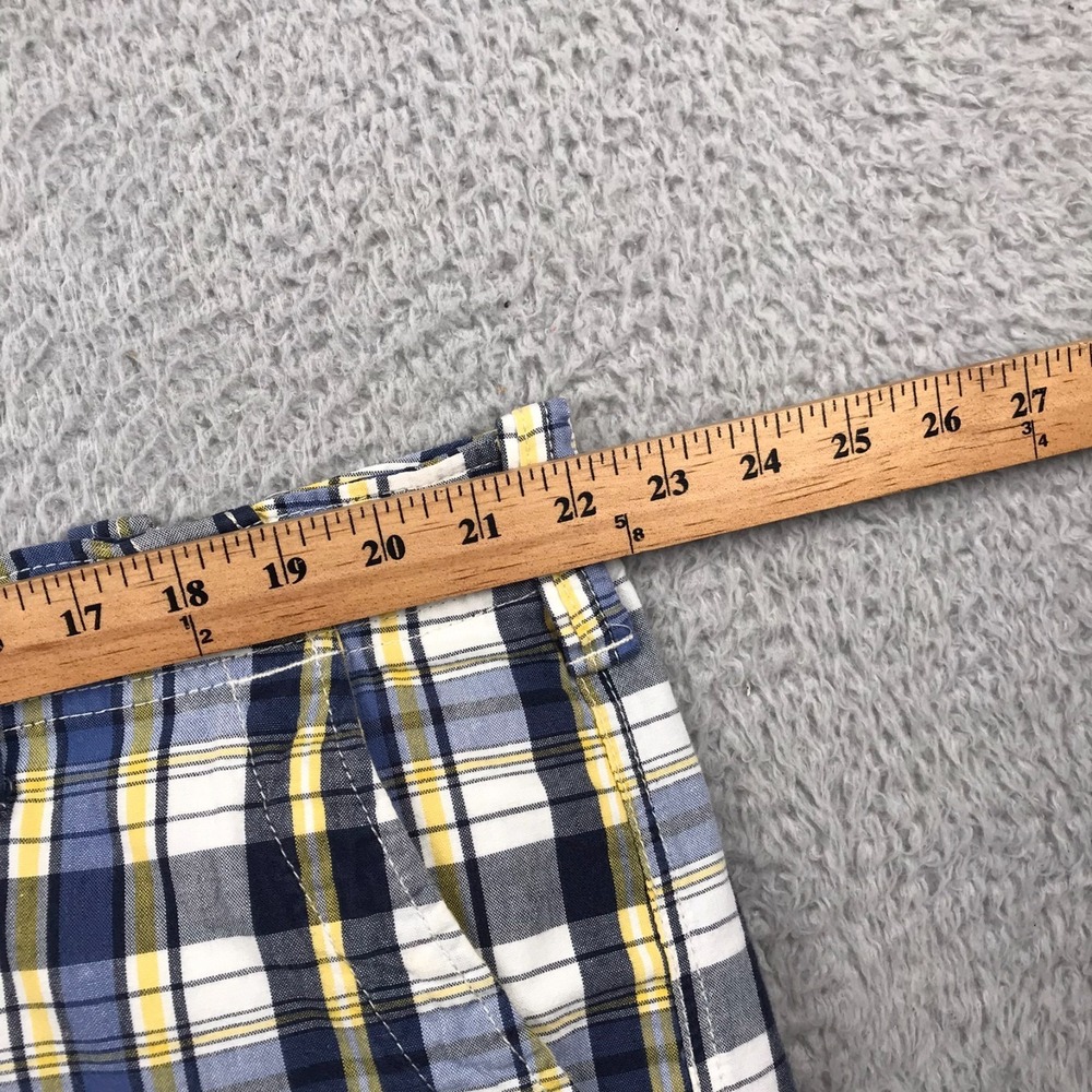 Polo Jeans Co Ralph Lauren Cargo Shorts Mens 42 Blue/Yellow Plaid Cotton 10" Vtg - Picture 4 of 9